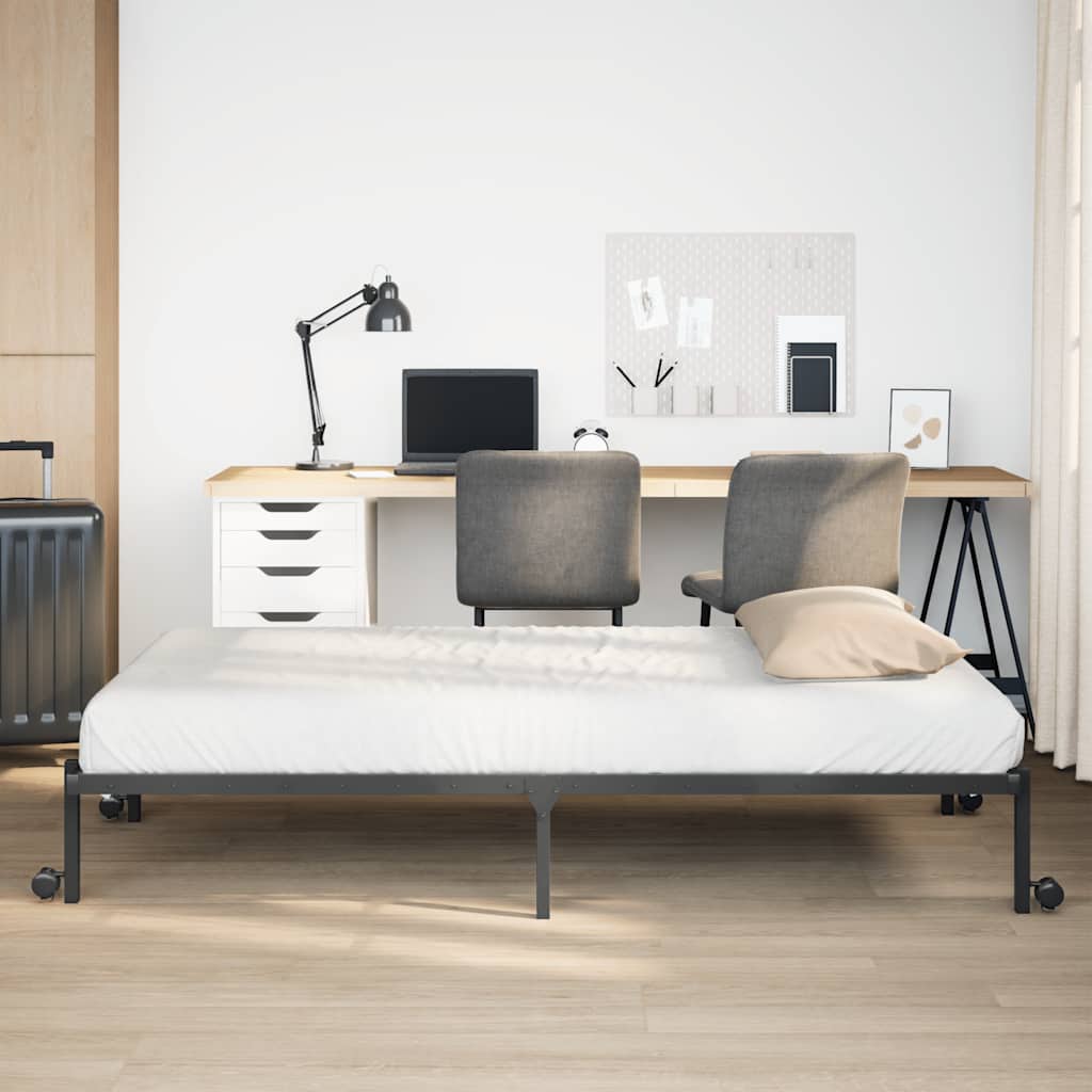 Bedframe zonder matras opvouwbaar 75x190 cm staal zwart