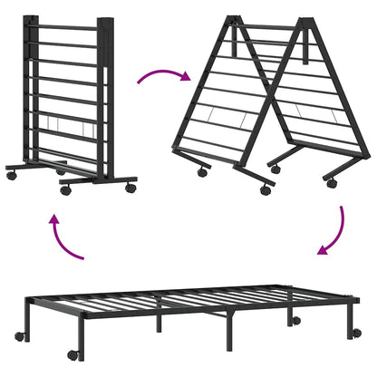 Bedframe zonder matras opvouwbaar 75x190 cm staal zwart