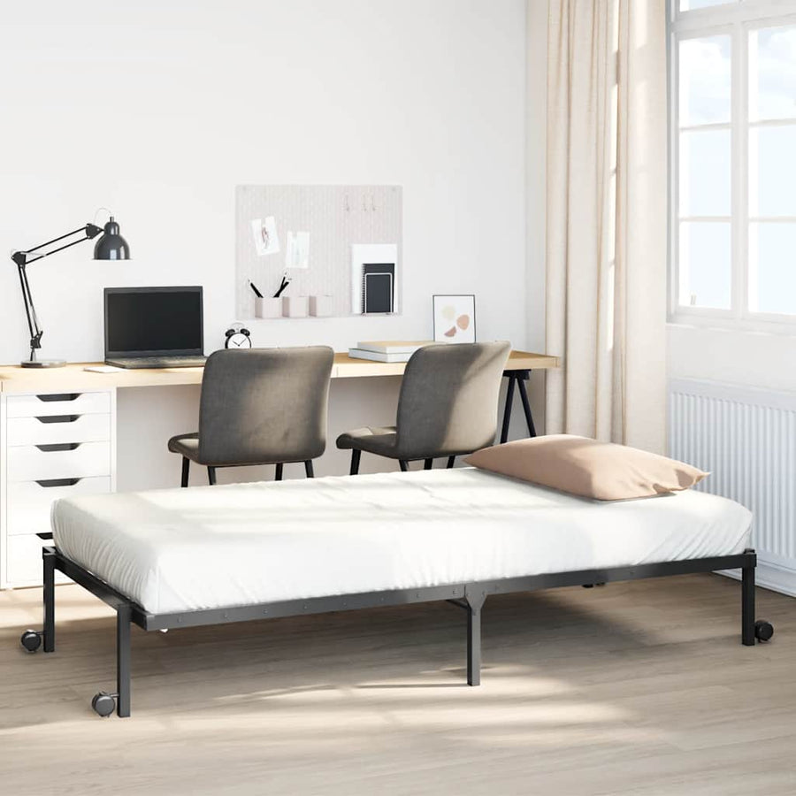 Bedframe zonder matras opvouwbaar 75x190 cm staal zwart
