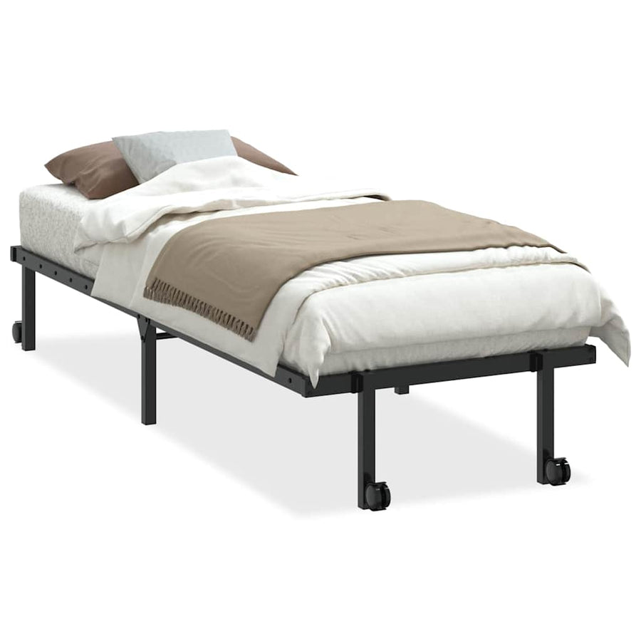 Bedframe zonder matras opvouwbaar 80x200 cm staal zwart