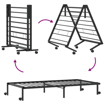 Bedframe zonder matras opvouwbaar 80x200 cm staal zwart