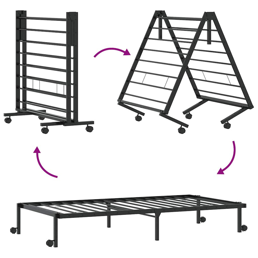 Bedframe zonder matras opvouwbaar 80x200 cm staal zwart