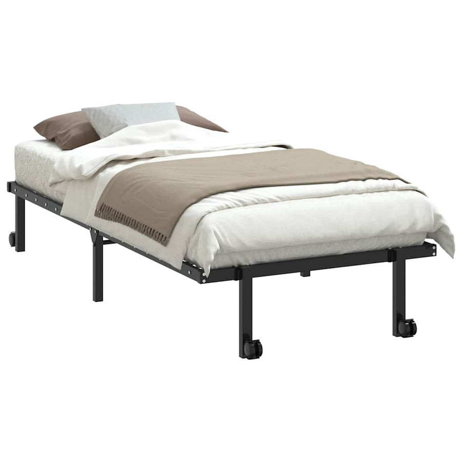 Bedframe zonder matras opvouwbaar 90x190 cm staal zwart
