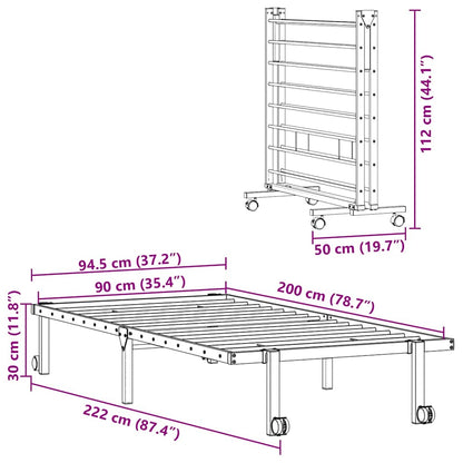 Bedframe zonder matras opvouwbaar 90x200 cm staal zwart