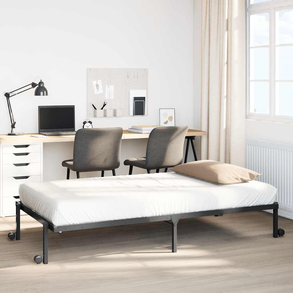 Bedframe zonder matras opvouwbaar 90x200 cm staal zwart