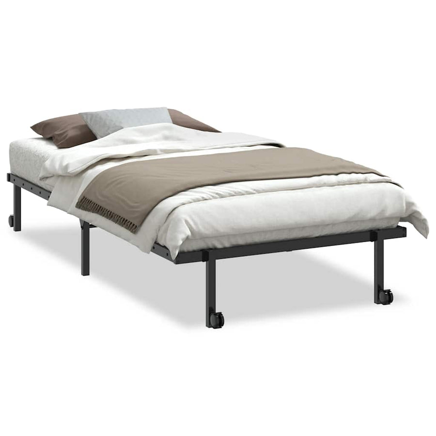 Bedframe zonder matras opvouwbaar 100x190 cm staal zwart