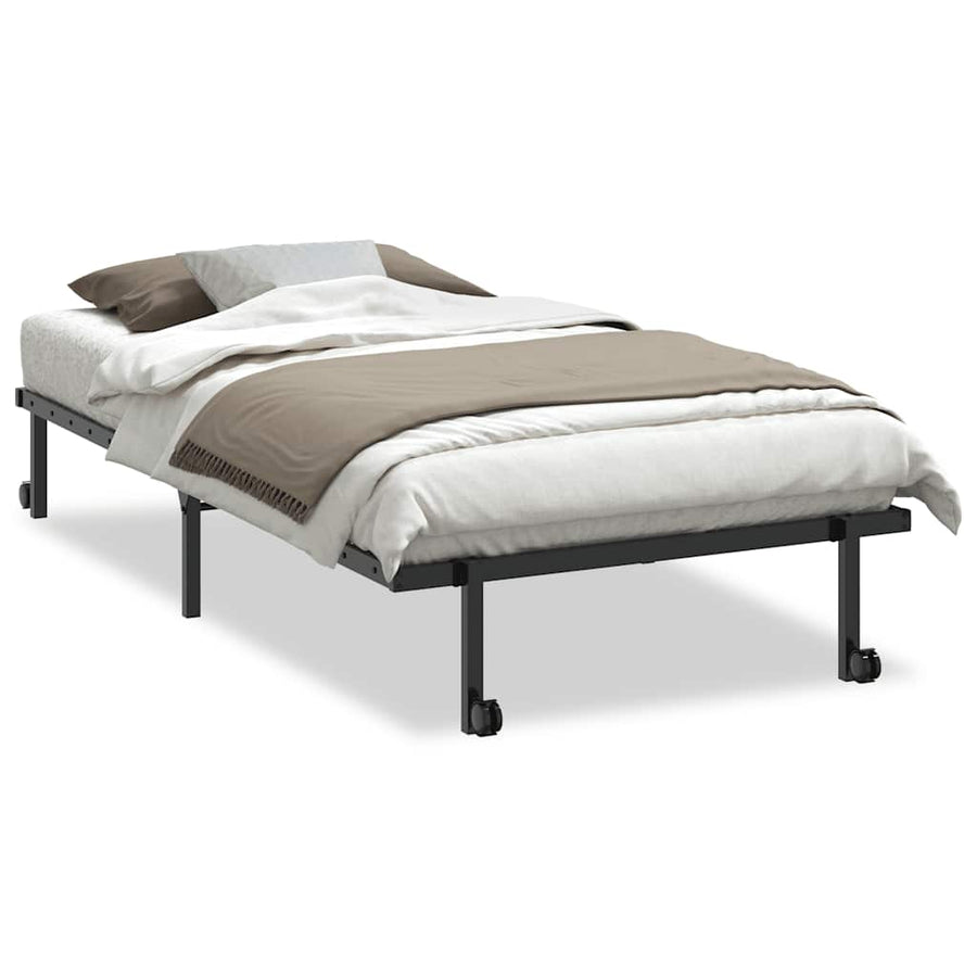 Bedframe zonder matras opvouwbaar 100x200 cm staal zwart