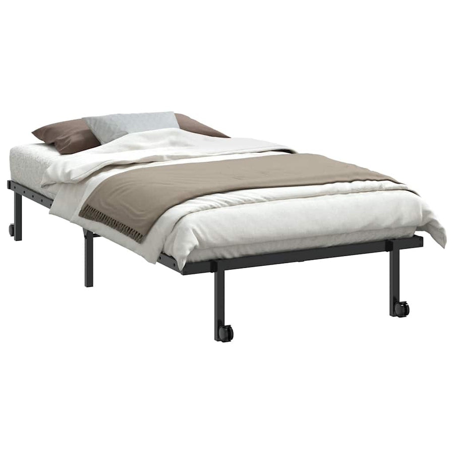 Bedframe zonder matras opvouwbaar 100x200 cm staal zwart