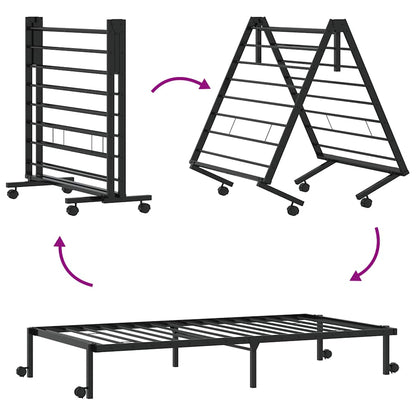 Bedframe zonder matras opvouwbaar 100x200 cm staal zwart
