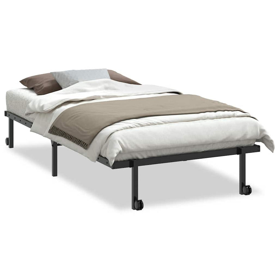 Bedframe zonder matras opvouwbaar 107x203 cm staal zwart