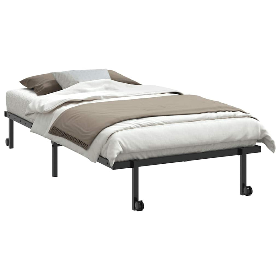 Bedframe zonder matras opvouwbaar 107x203 cm staal zwart