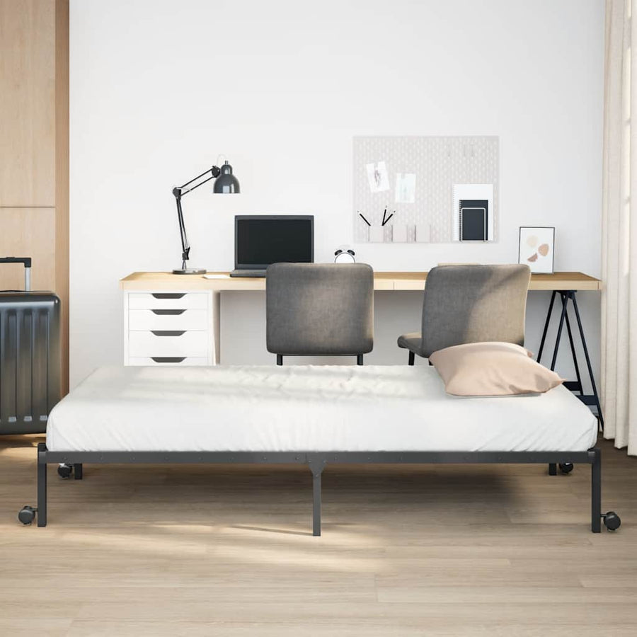 Bedframe zonder matras opvouwbaar 107x203 cm staal zwart