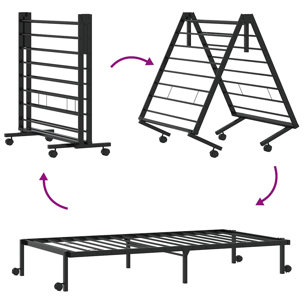 Bedframe zonder matras opvouwbaar 107x203 cm staal zwart