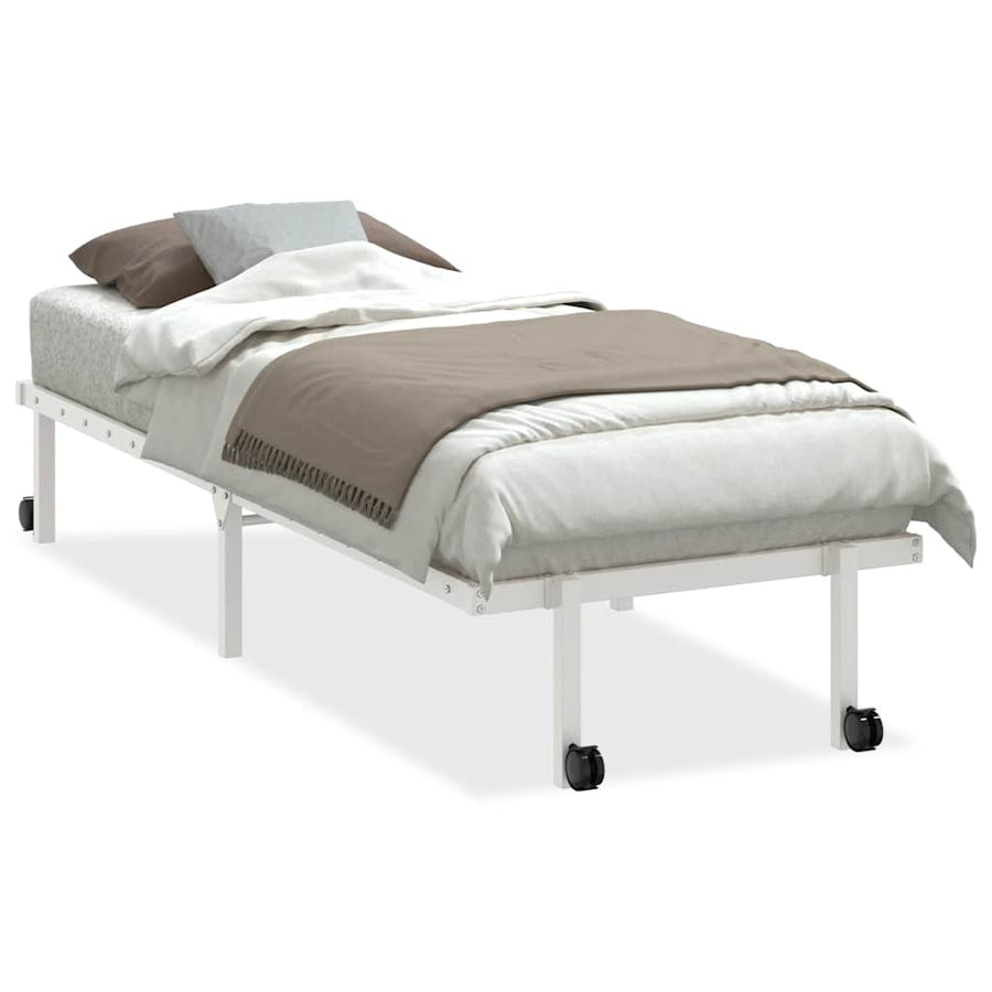 Bedframe zonder matras opvouwbaar 75x190 cm staal wit