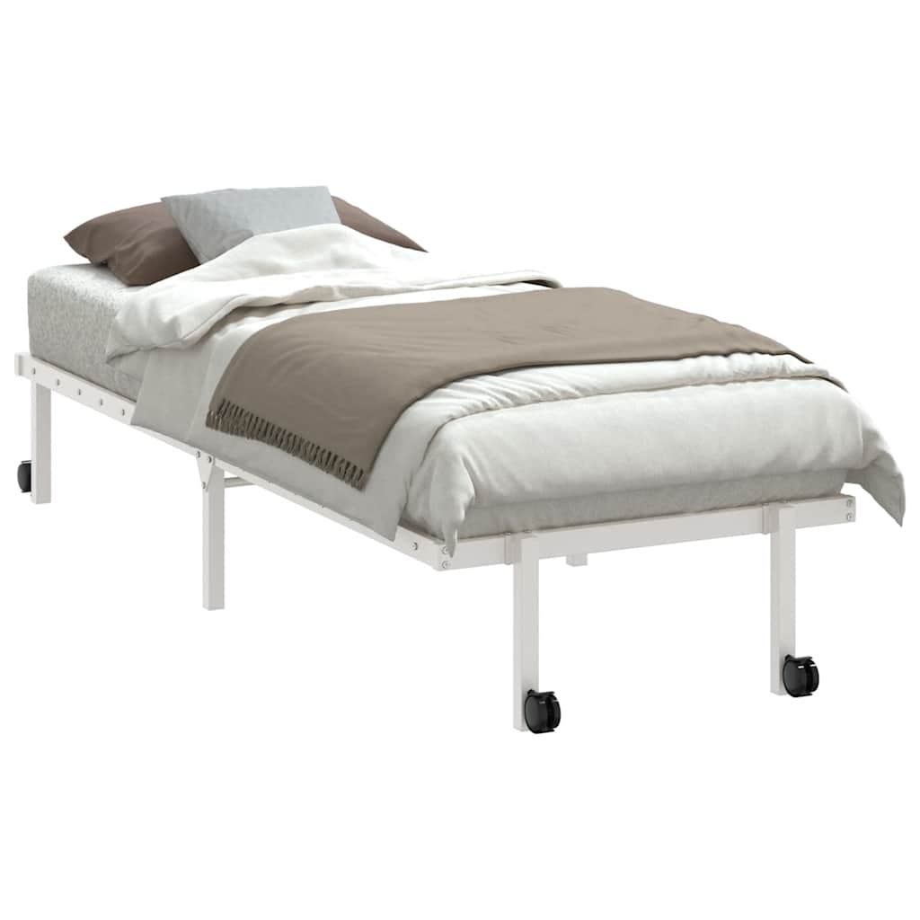 Bedframe zonder matras opvouwbaar 75x190 cm staal wit