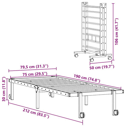 Bedframe zonder matras opvouwbaar 75x190 cm staal wit