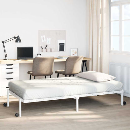 Bedframe zonder matras opvouwbaar 75x190 cm staal wit
