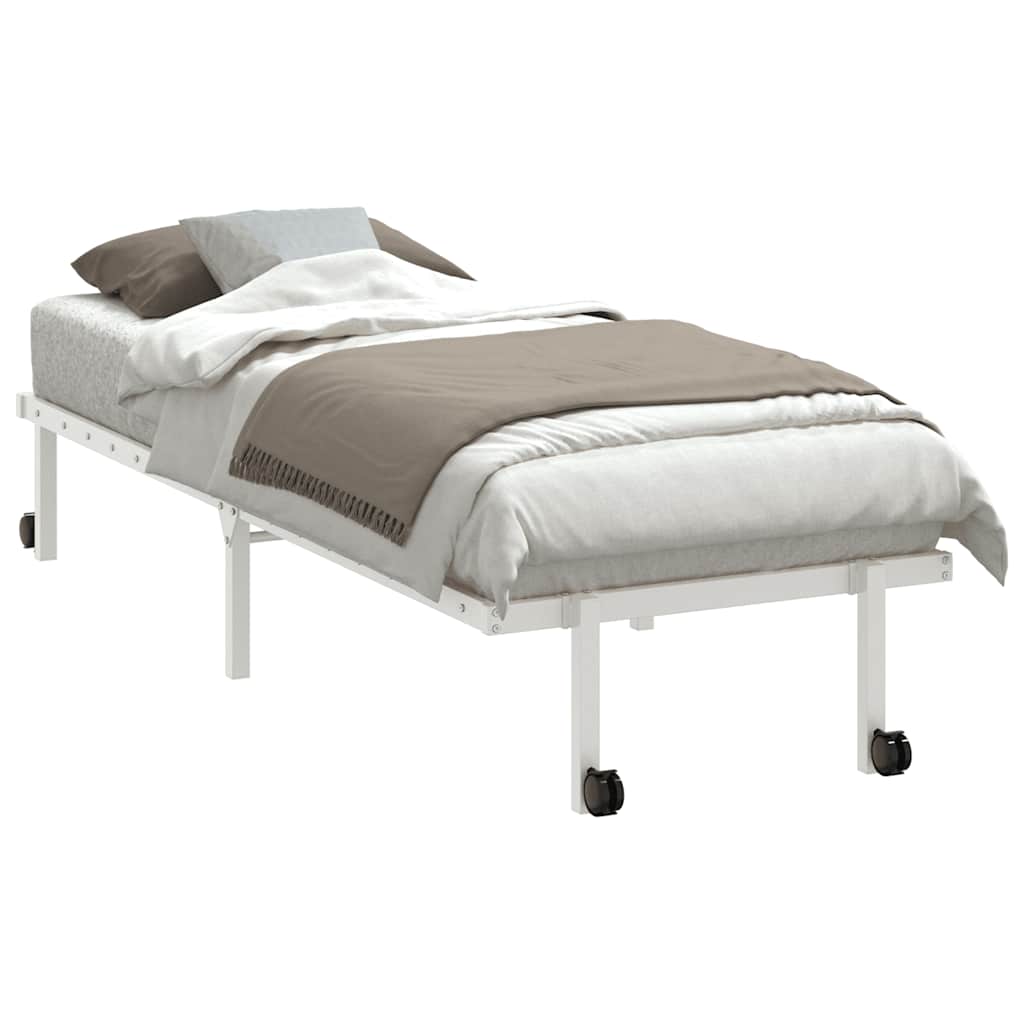 Bedframe zonder matras opvouwbaar 80x200 cm staal wit