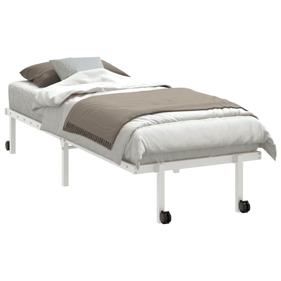 Bedframe zonder matras opvouwbaar 80x200 cm staal wit