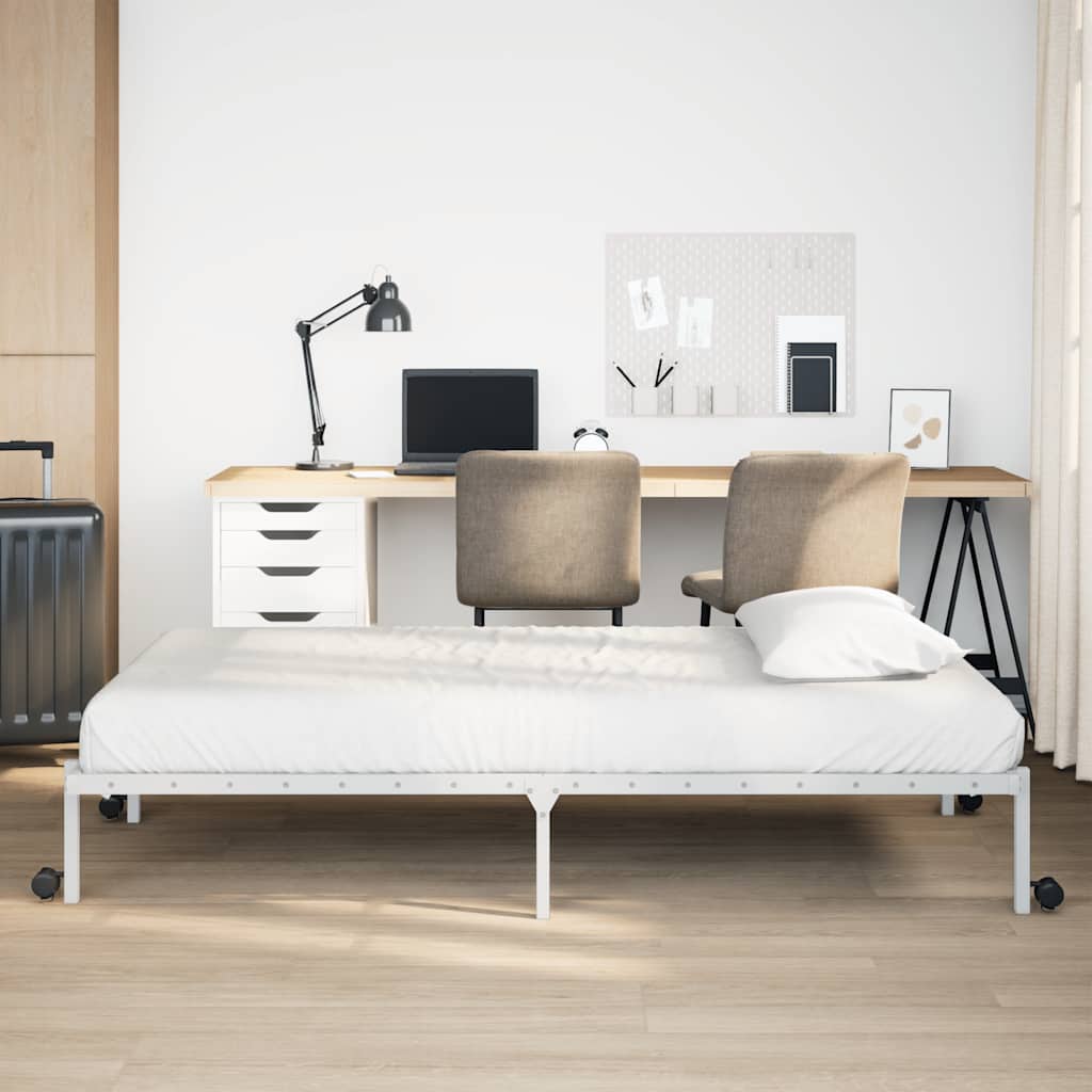 Bedframe zonder matras opvouwbaar 80x200 cm staal wit