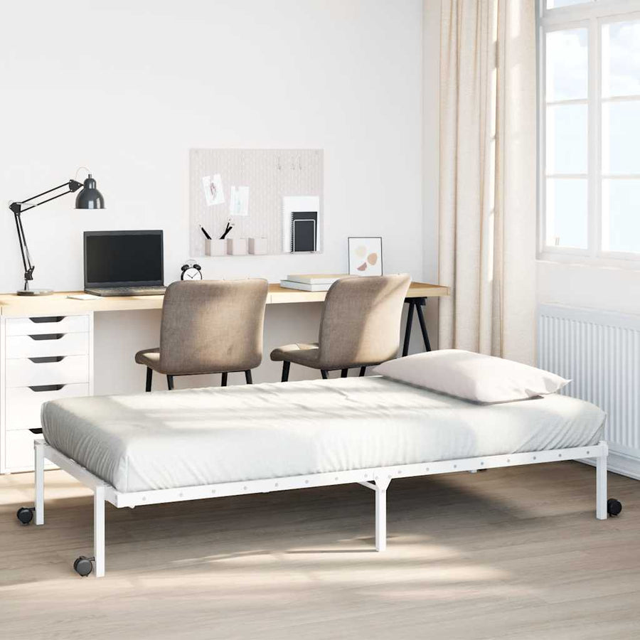 Bedframe zonder matras opvouwbaar 80x200 cm staal wit
