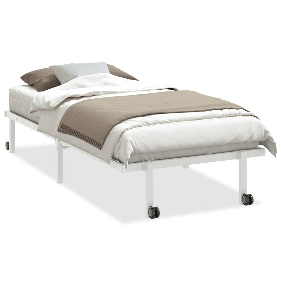 Bedframe zonder matras opvouwbaar 90x190 cm staal wit