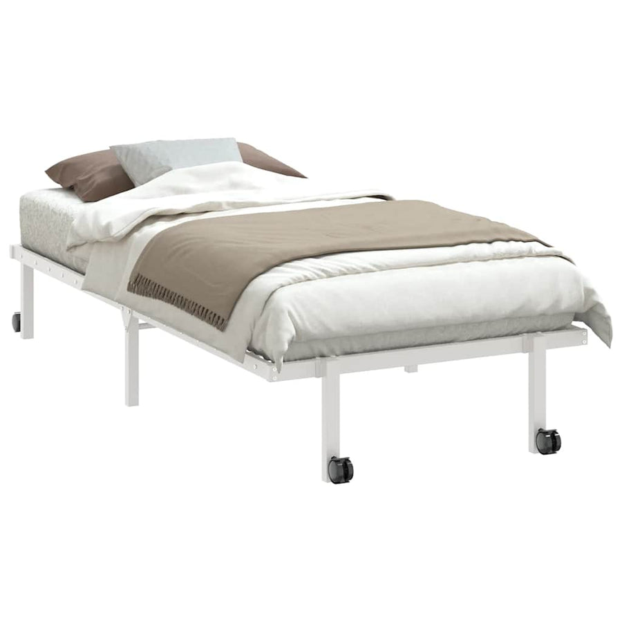 Bedframe zonder matras opvouwbaar 90x190 cm staal wit