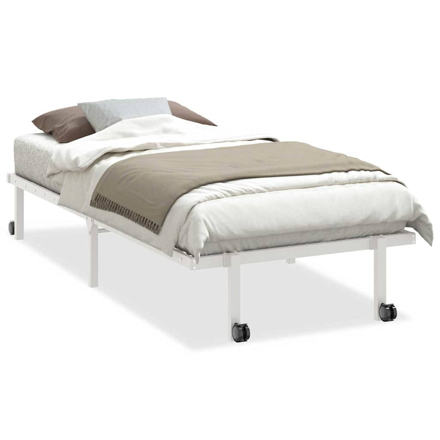 Bedframe zonder matras opvouwbaar 90x200 cm staal wit
