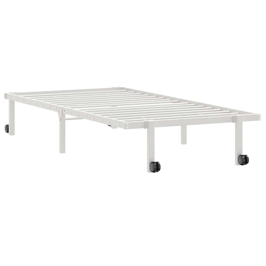 Bedframe zonder matras opvouwbaar 90x200 cm staal wit