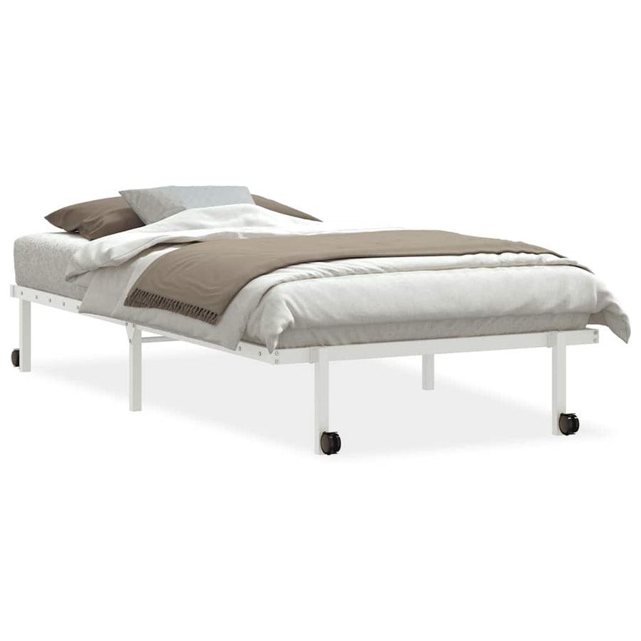 Bedframe zonder matras opvouwbaar 100x190 cm staal wit
