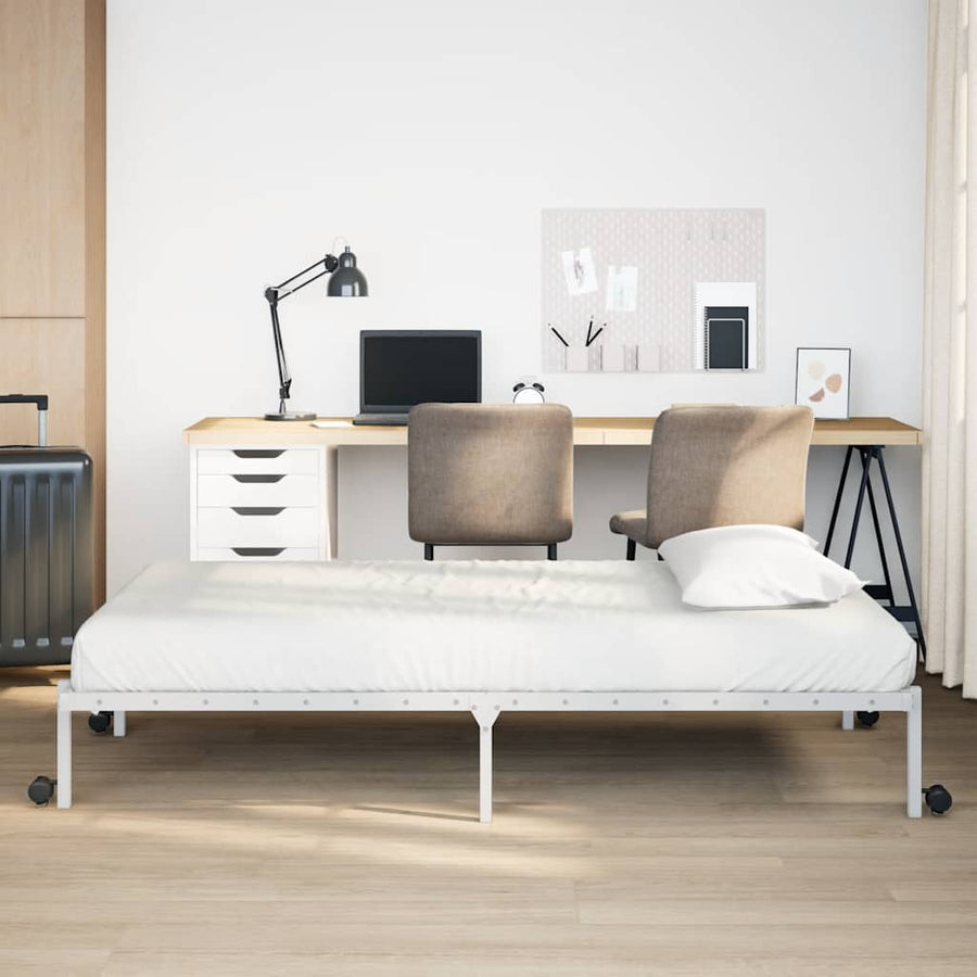 Bedframe zonder matras opvouwbaar 100x190 cm staal wit