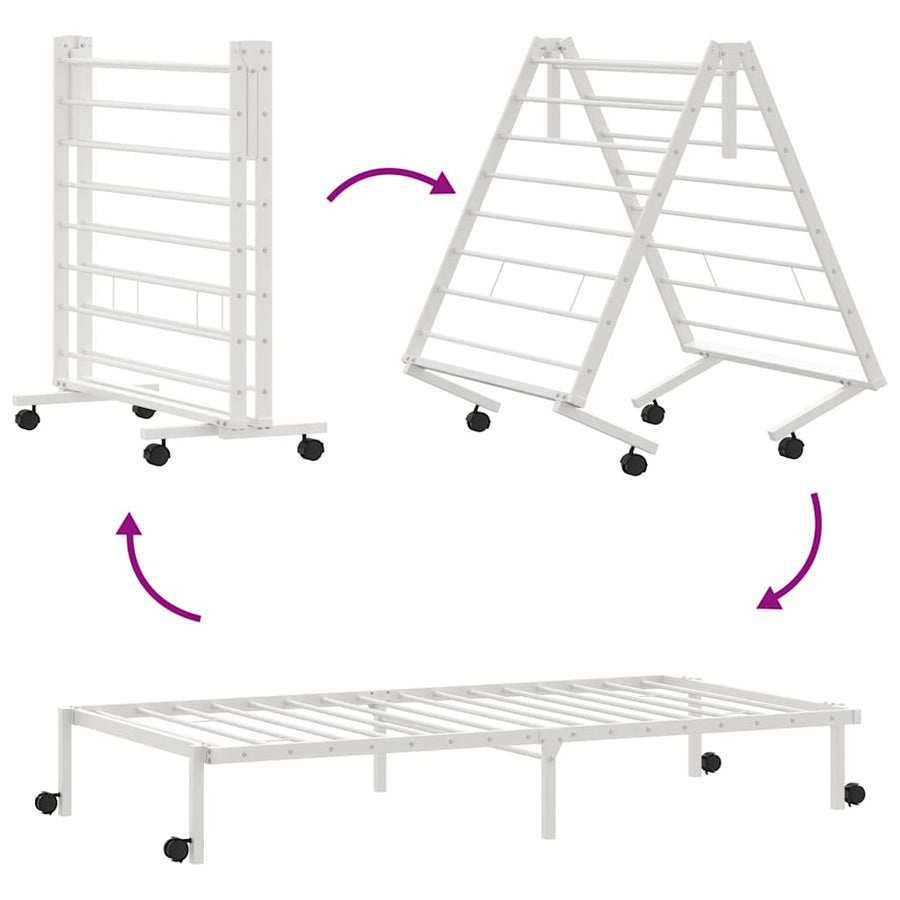 Bedframe zonder matras opvouwbaar 100x190 cm staal wit