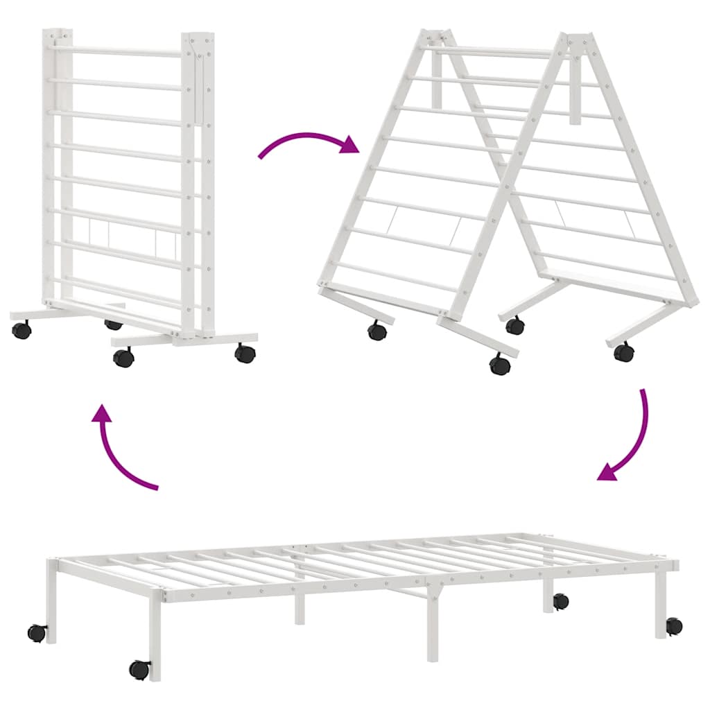 Bedframe zonder matras opvouwbaar 100x200 cm staal wit