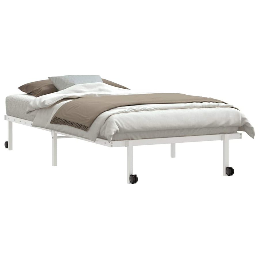 Bedframe zonder matras opvouwbaar 107x203 cm staal wit