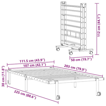 Bedframe zonder matras opvouwbaar 107x203 cm staal wit