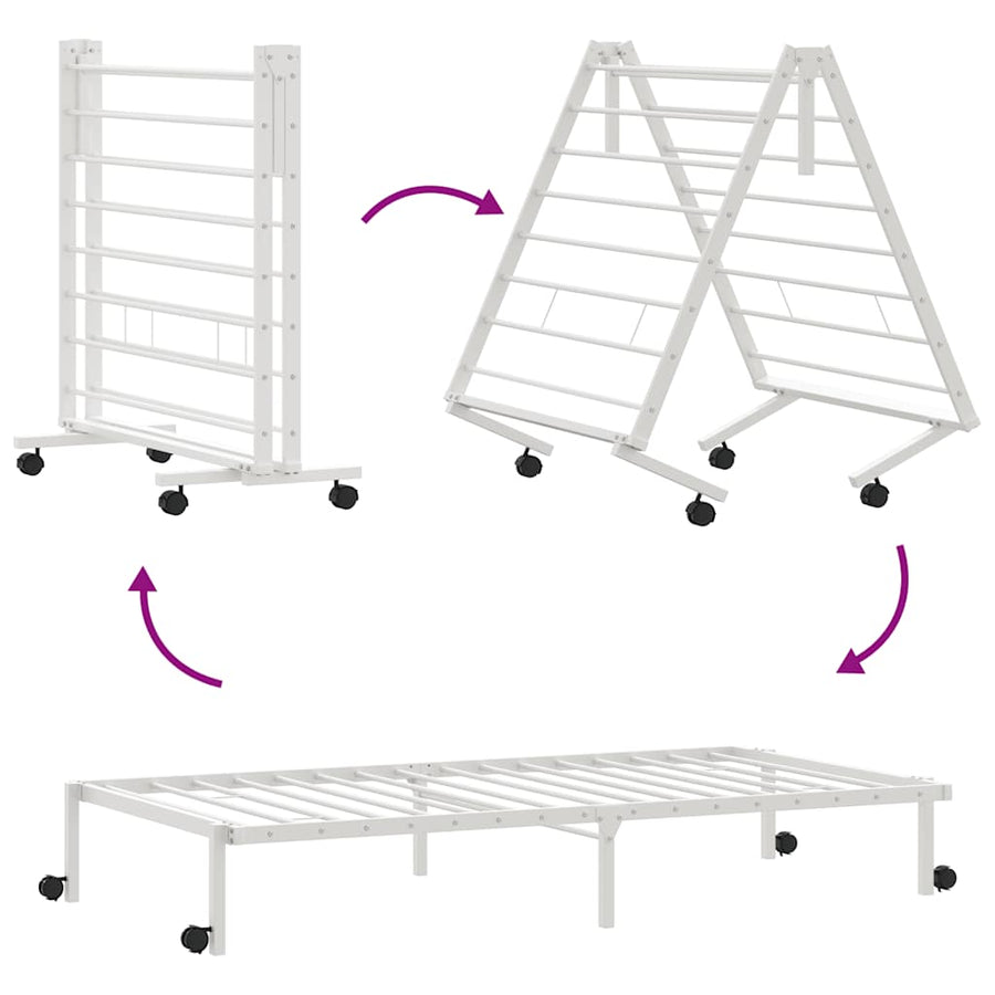 Bedframe zonder matras opvouwbaar 107x203 cm staal wit