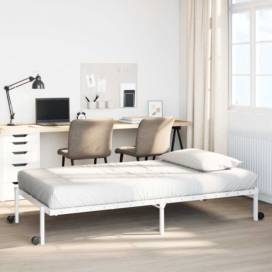 Bedframe zonder matras opvouwbaar 107x203 cm staal wit