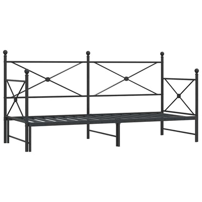 Slaapbank Zonder Matras 75X190Cm Staal 75 x 190 cm Zwart met onderschuifbed
