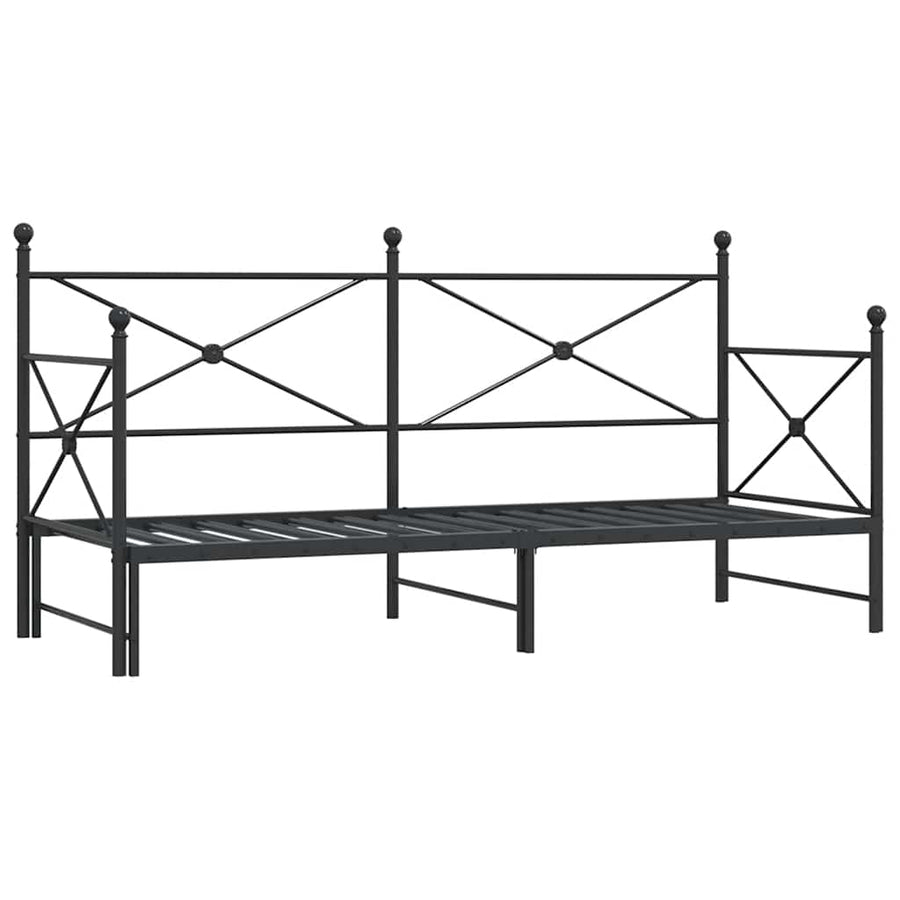Slaapbank Zonder Matras 75X190Cm Staal 75 x 190 cm Zwart met onderschuifbed