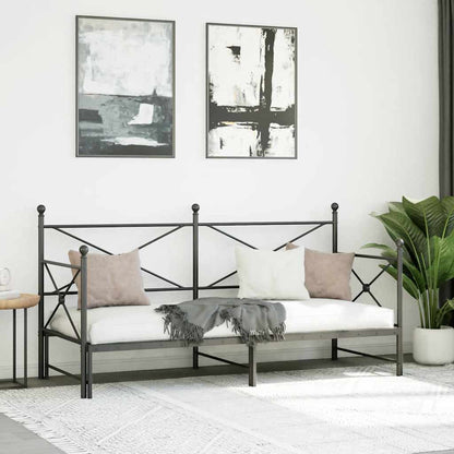 Slaapbank Zonder Matras 75X190Cm Staal 75 x 190 cm Zwart met onderschuifbed