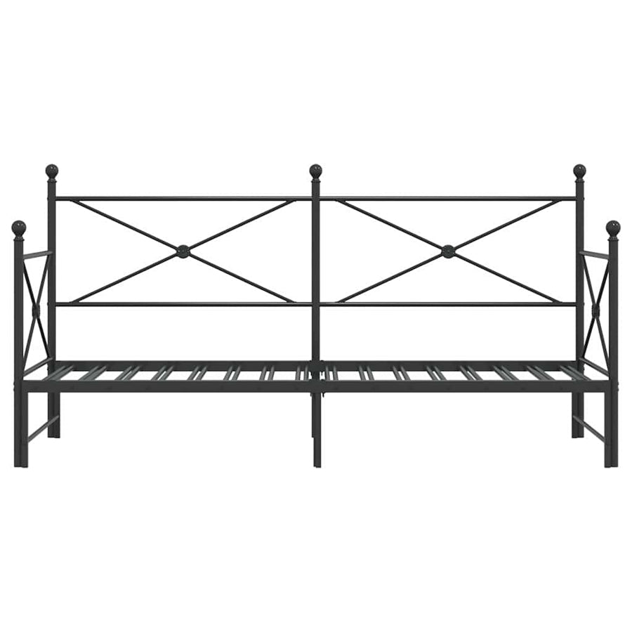 Slaapbank Zonder Matras 75X190Cm Staal 75 x 190 cm Zwart met onderschuifbed