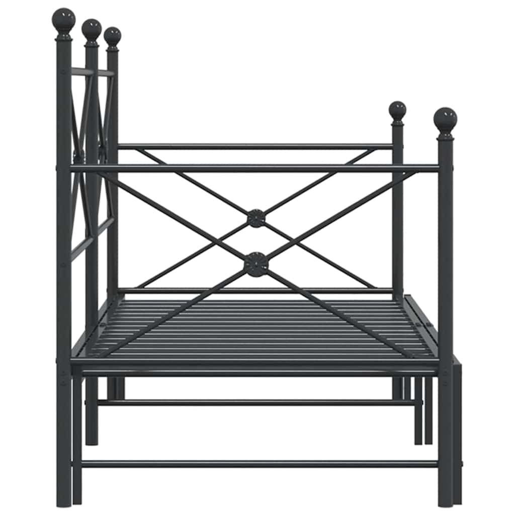 Slaapbank Zonder Matras 75X190Cm Staal 75 x 190 cm Zwart met onderschuifbed