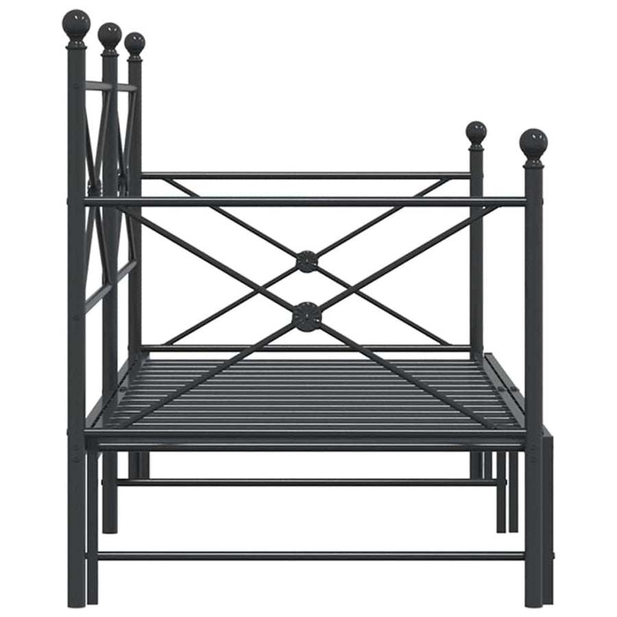Slaapbank Zonder Matras 75X190Cm Staal 75 x 190 cm Zwart met onderschuifbed