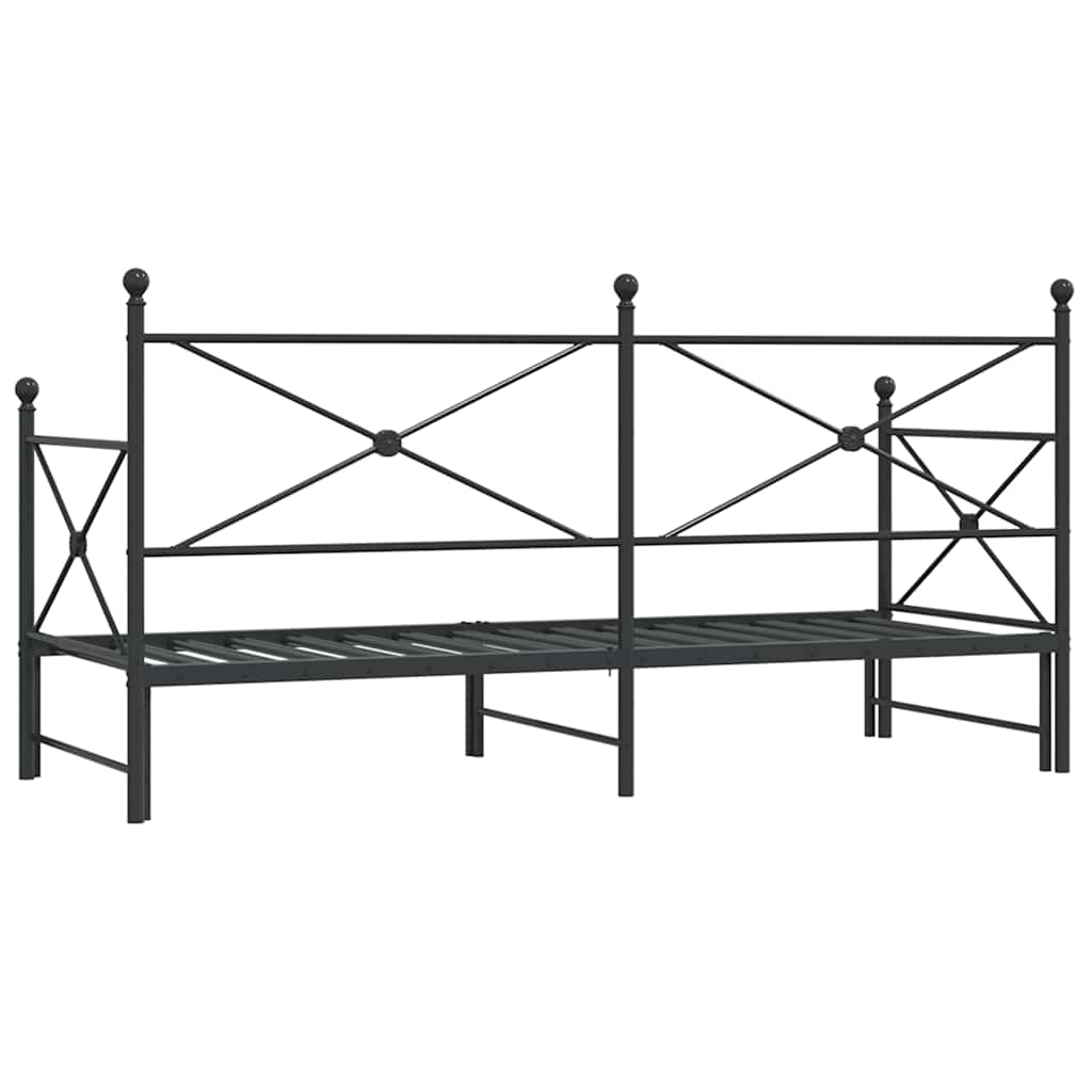 Slaapbank Zonder Matras 75X190Cm Staal 75 x 190 cm Zwart met onderschuifbed
