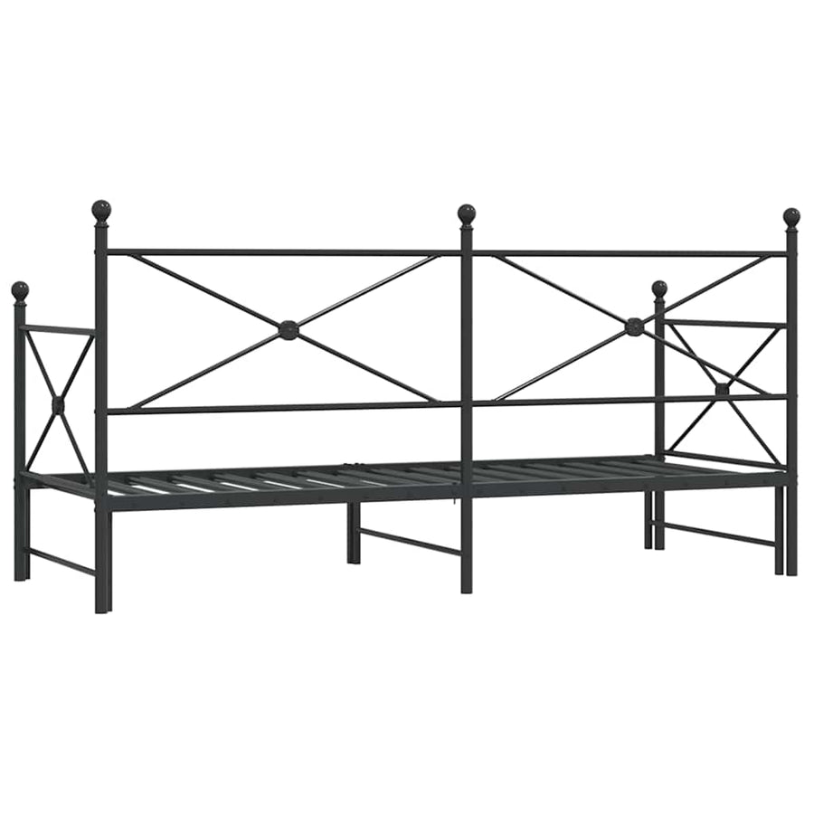 Slaapbank Zonder Matras 75X190Cm Staal 75 x 190 cm Zwart met onderschuifbed