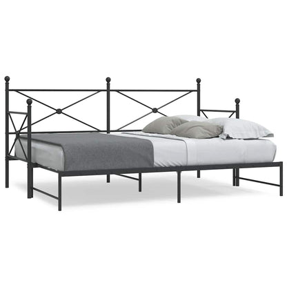 Slaapbank Zonder Matras 75X190Cm Staal 75 x 190 cm Zwart met onderschuifbed