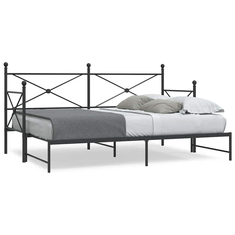 Slaapbank Zonder Matras 75X190Cm Staal 75 x 190 cm Zwart met onderschuifbed