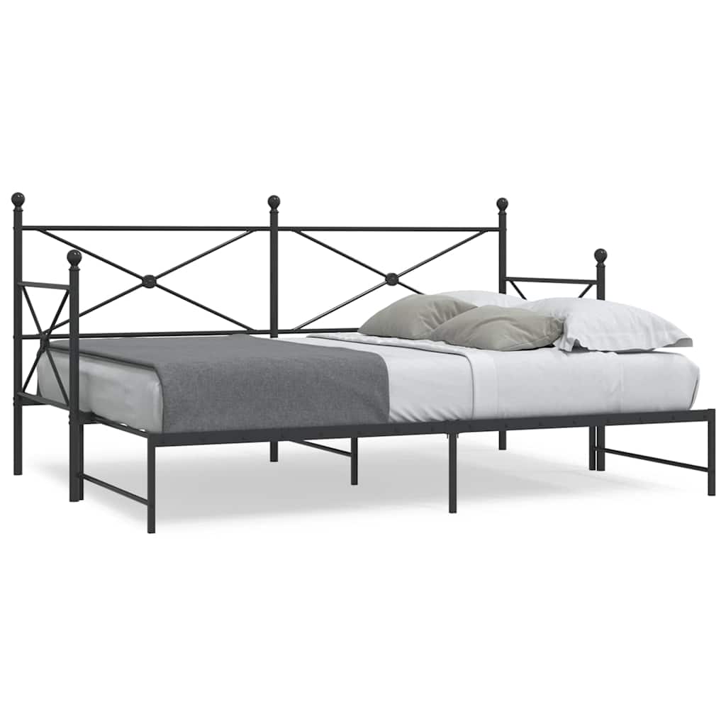 Slaapbank met onderschuifbed zonder matras 80x200cm staal zwart