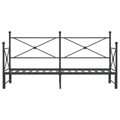Slaapbank met onderschuifbed zonder matras 90x190cm staal zwart