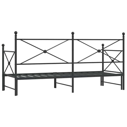 Slaapbank met onderschuifbed zonder matras 90x190cm staal zwart
